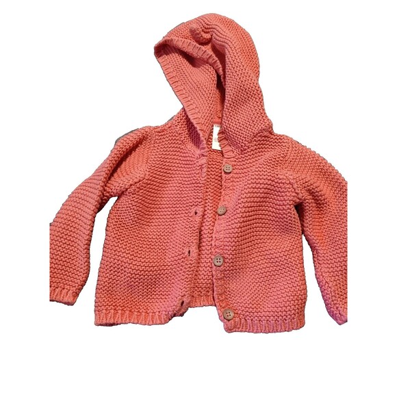 Carter's Size 6M Girls Pink Hooded Sweater w/ Ears Buttons Knit - Picture 1 of 4